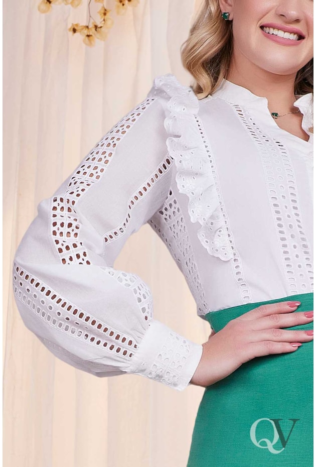 CONJUNTO CAMISA LAISE COM BABADINHOS E SAIA VERDE - FASCÍNIUS CONJUNTO CAMISA LAISE COM BABADINHOS E SAIA VERDE - FASCÍNIUS