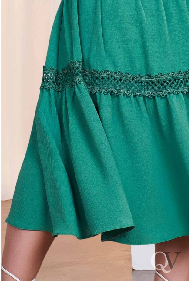 CONJUNTO CAMISA LAISE COM BABADINHOS E SAIA VERDE - FASCÍNIUS CONJUNTO CAMISA LAISE COM BABADINHOS E SAIA VERDE - FASCÍNIUS