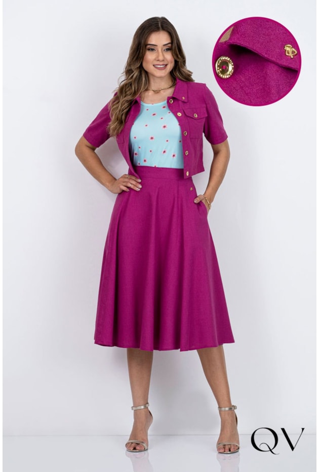 CONJUNTO CASAQUETO MIDI GODÊ FÚCSIA - VIA TOLENTINO CONJUNTO CASAQUETO MIDI GODÊ FÚCSIA - VIA TOLENTINO