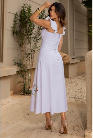 CONJUNTO COM BABADOS EM SARJA BORDADO BRANCO - LUZIA FAZZOLLI