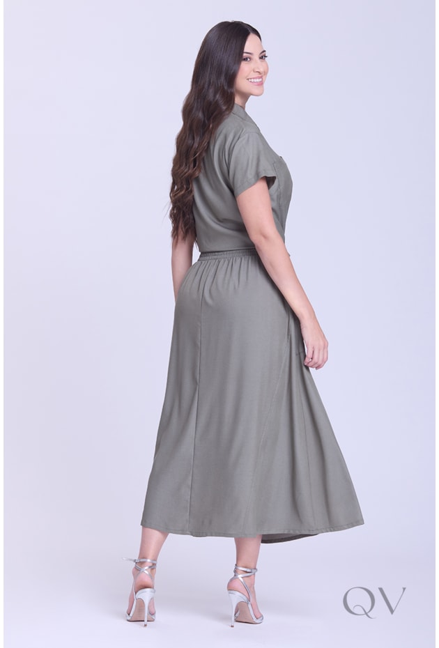 CONJUNTO COM BOTÕES EM TECIDO PLANO VERDE - HAPUK