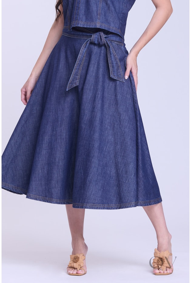 CONJUNTO COM FAIXA EM JEANS AZUL ESCURO - HAPUK