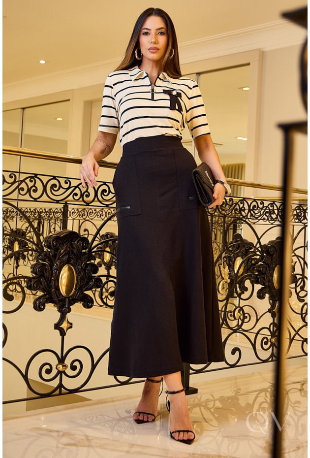 CONJUNTO COMFY EM VISCOLYCRA E MOLETOM LISTRADO - LUZIA FAZZOLLI