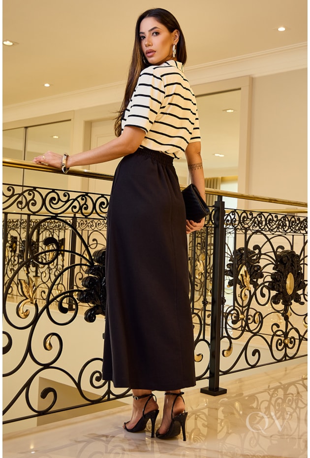 CONJUNTO COMFY EM VISCOLYCRA E MOLETOM LISTRADO - LUZIA FAZZOLLI