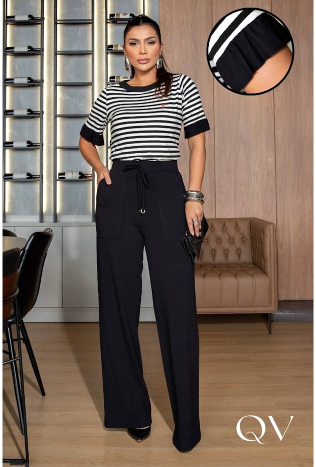 CONJUNTO COMFY MALHA LISTRADA MOLETINHO PRETO - LUZIA FAZZOLLI CONJUNTO COMFY MALHA LISTRADA MOLETINHO PRETO - LUZIA FAZZOLLI