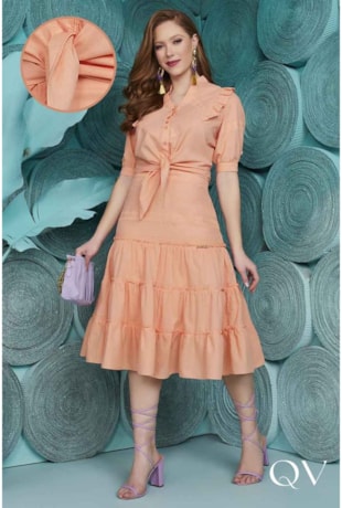 CONJUNTO DE LAISE E BABADOS LARANJA CANDY - FASCÍNIUS