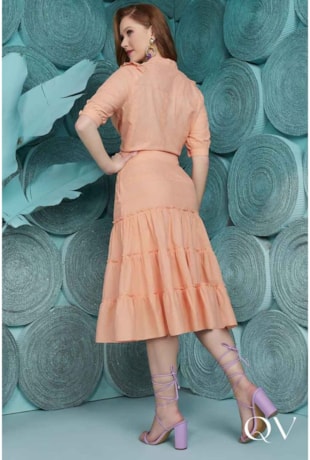 CONJUNTO DE LAISE E BABADOS LARANJA CANDY - FASCÍNIUS