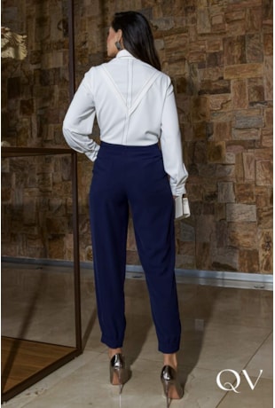 CONJUNTO EM ALFAIATARIA COM PESPONTOS OFF WHITE - LUZIA FAZZOLLI