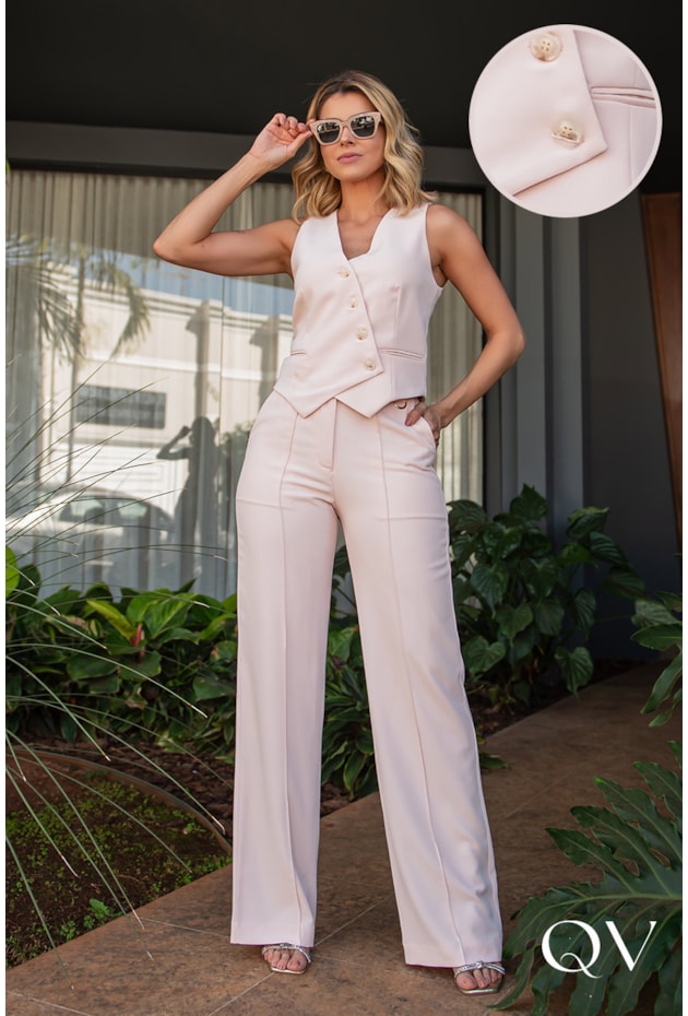 CONJUNTO EM ALFAIATARIA POLIÉSTER ROSE - LUZIA FAZZOLLI CONJUNTO EM ALFAIATARIA POLIÉSTER ROSE - LUZIA FAZZOLLI