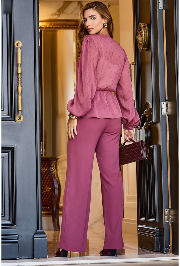 CONJUNTO EM CHIFFON YORIO MARSALA - LUZIA FAZZOLLI