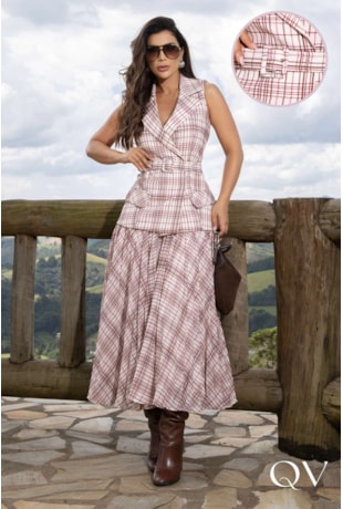 CONJUNTO EM CREPE E CHIFFON ESTAMPADO - LUZIA FAZZOLLI