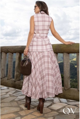 CONJUNTO EM CREPE E CHIFFON ESTAMPADO - LUZIA FAZZOLLI