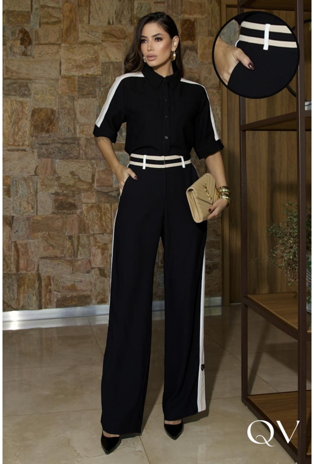 CONJUNTO EM CREPE LEVE POLO PRETO - LUZIA FAZZOLLI CONJUNTO EM CREPE LEVE POLO PRETO - LUZIA FAZZOLLI