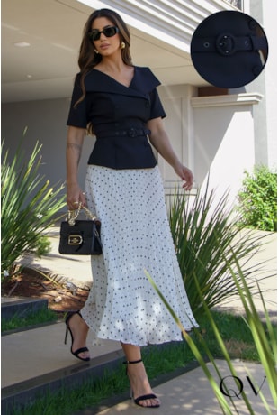 CONJUNTO EM CREPE SAIA PLISSADA PB - LUZIA FAZZOLLI