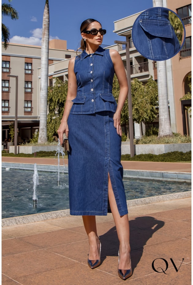 CONJUNTO EM JEANS DENIM AZUL - LUZIA FAZZOLLI CONJUNTO EM JEANS DENIM AZUL - LUZIA FAZZOLLI