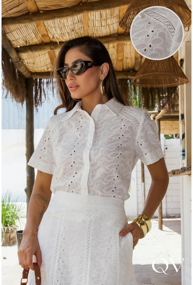 CONJUNTO EM LAISE COM ENTREMEIO OFF WHITE - LUZIA FAZZOLLI