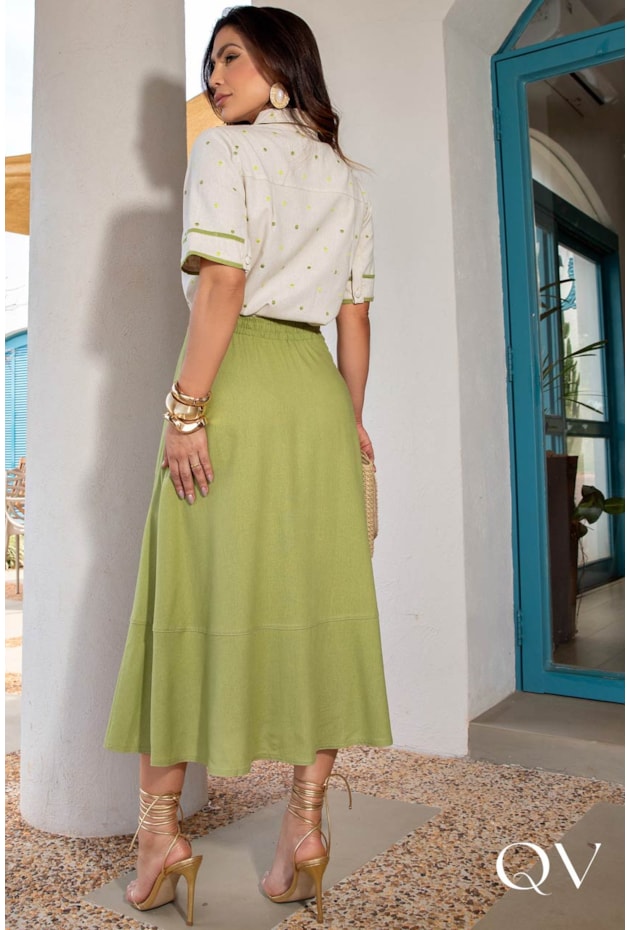 CONJUNTO EM LINHO BORDADO VERDE - LUZIA FAZZOLLI CONJUNTO EM LINHO BORDADO VERDE - LUZIA FAZZOLLI