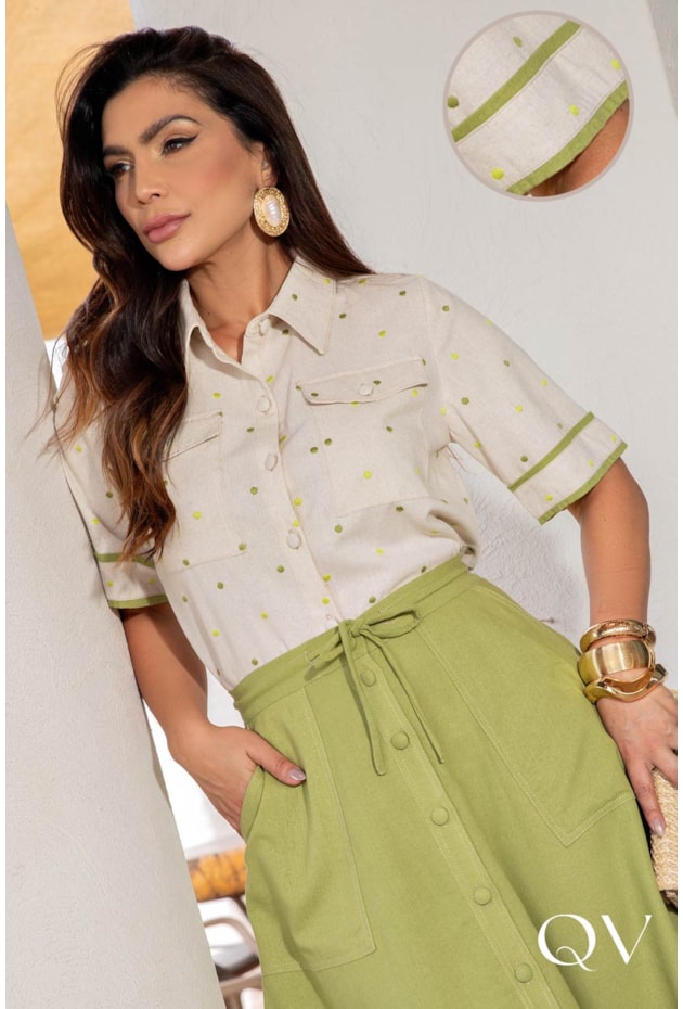 CONJUNTO EM LINHO BORDADO VERDE - LUZIA FAZZOLLI CONJUNTO EM LINHO BORDADO VERDE - LUZIA FAZZOLLI