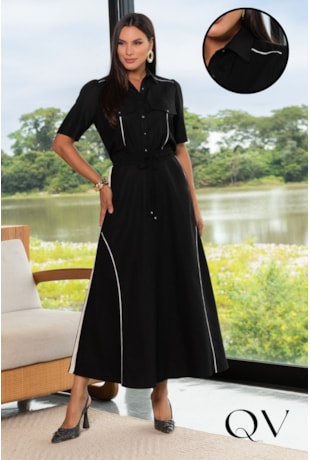 CONJUNTO EM LINHO COM BOTÕES PRETO - ARTSY