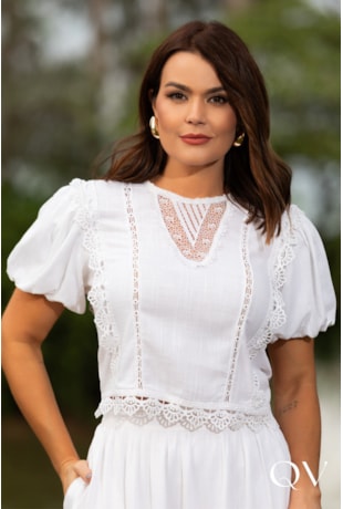 CONJUNTO EM LINHO MISTO COM ENTREMEIOS OFF - LUZIA FAZZOLLI