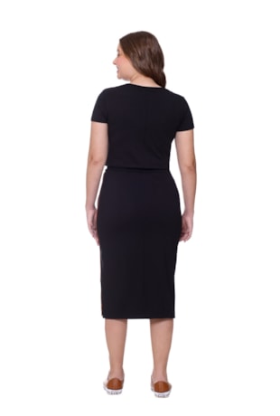 CONJUNTO EM MALHA E RIBANA MIDI PRETO - HAPUK