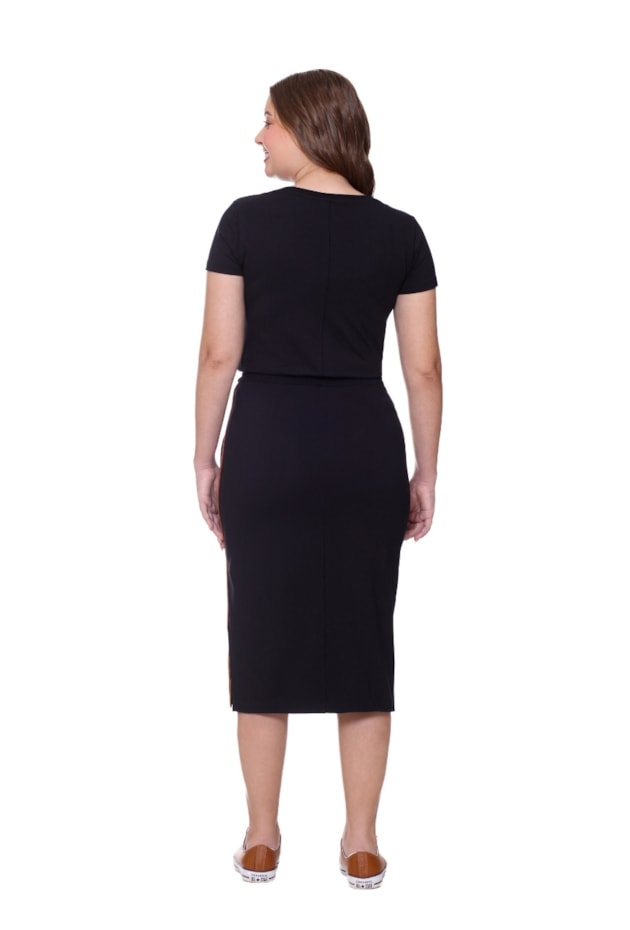 CONJUNTO EM MALHA E RIBANA MIDI PRETO - HAPUK