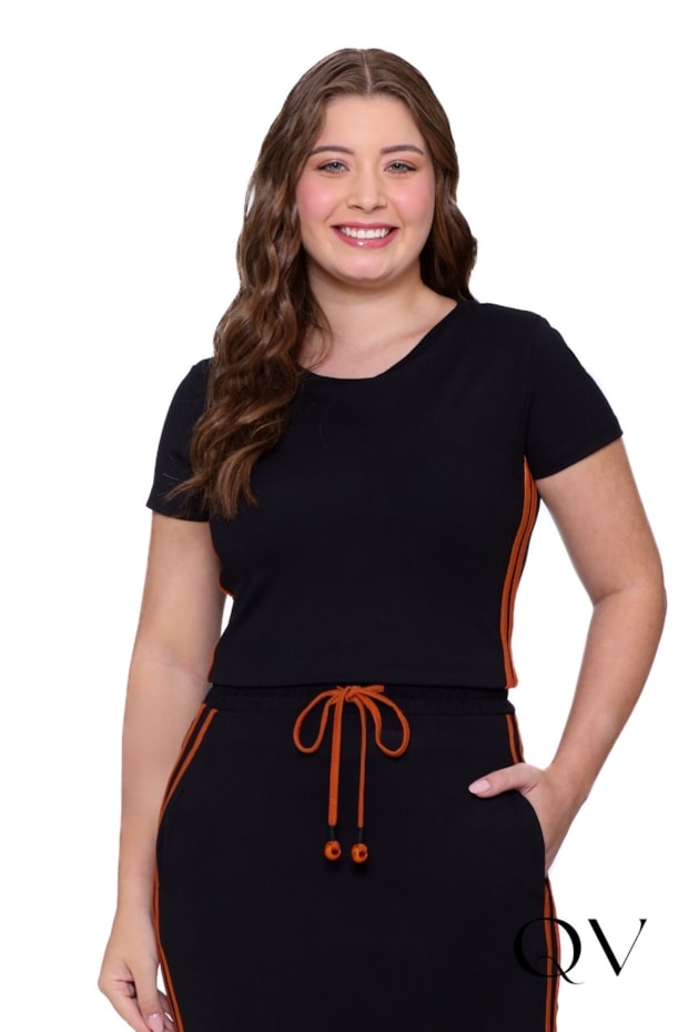 CONJUNTO EM MALHA E RIBANA MIDI PRETO - HAPUK