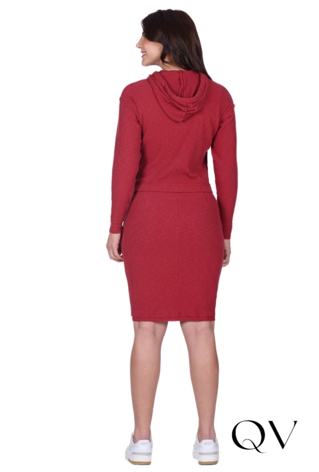 CONJUNTO EM MALHA RIBANA COM CAPUZ BORDÔ - HAPUK