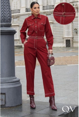 CONJUNTO EM SARJA PESPONTADO VINHO - LUZIA FAZZOLLI CONJUNTO EM SARJA PESPONTADO VINHO - LUZIA FAZZOLLI