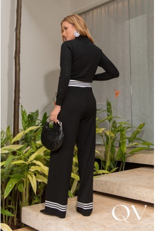 CONJUNTO EM TRICÔ PRETO E OFF WHITE - LUZIA FAZZOLLI