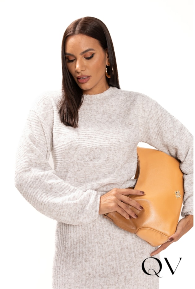 CONJUNTO EM TRICOT COM FENDAS LATERAIS CRU - LEKAZIS