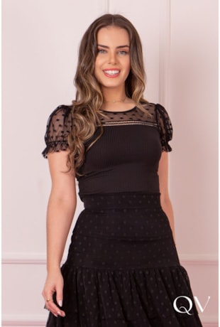 CONJUNTO EM TULE COM POÁ PRETO - PURO SHARMY