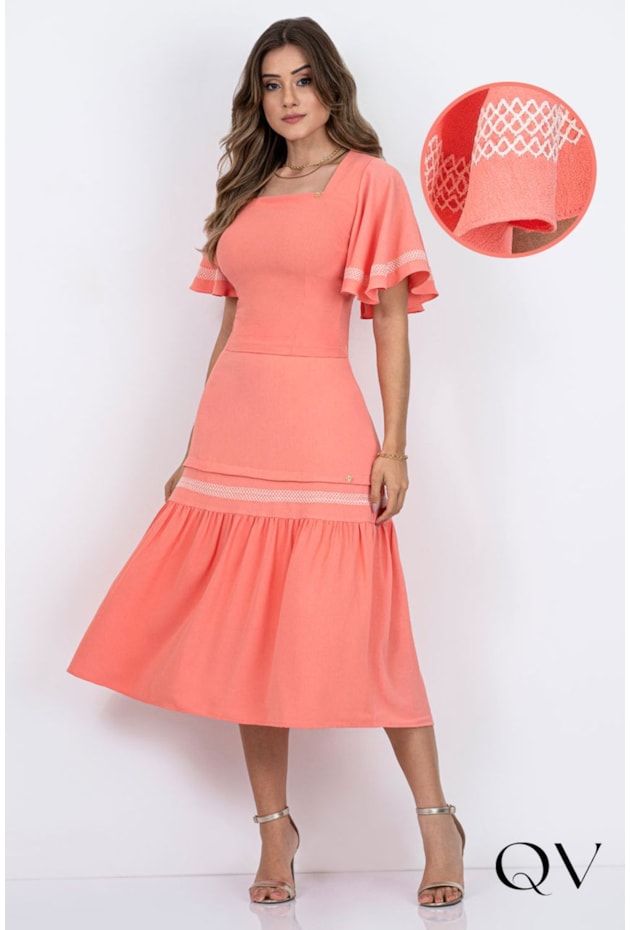 CONJUNTO EVASÊ BORDADO SALMÃO - VIA TOLENTINO CONJUNTO EVASÊ BORDADO SALMÃO - VIA TOLENTINO