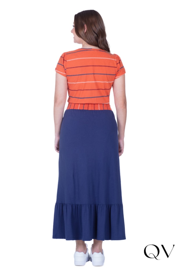 CONJUNTO EVASÊ EM MALHA LISTRADO TELHA - HAPUK CONJUNTO EVASÊ EM MALHA LISTRADO TELHA - HAPUK