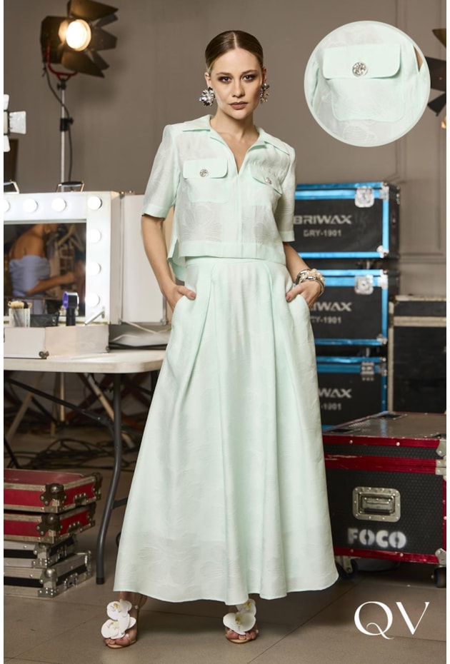 CONJUNTO JACQUARD COM STRASS VERDE - LUZIA FAZZOLLI CONJUNTO JACQUARD COM STRASS VERDE - LUZIA FAZZOLLI