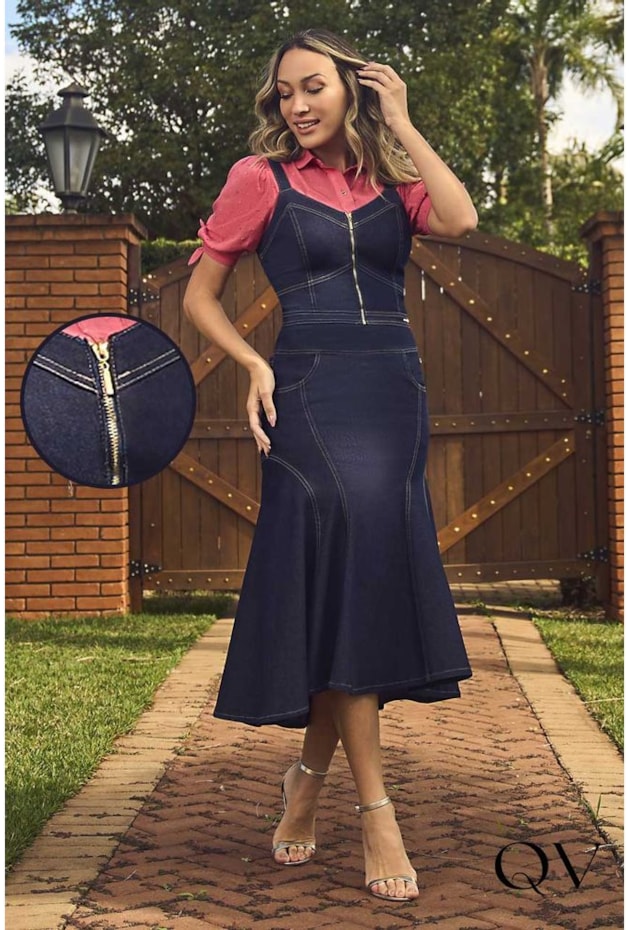 CONJUNTO JEANS DETALHE RECORTES E ZÍPER FRONTAL - VIA TOLENTINO CONJUNTO JEANS DETALHE RECORTES E ZÍPER FRONTAL - VIA TOLENTINO