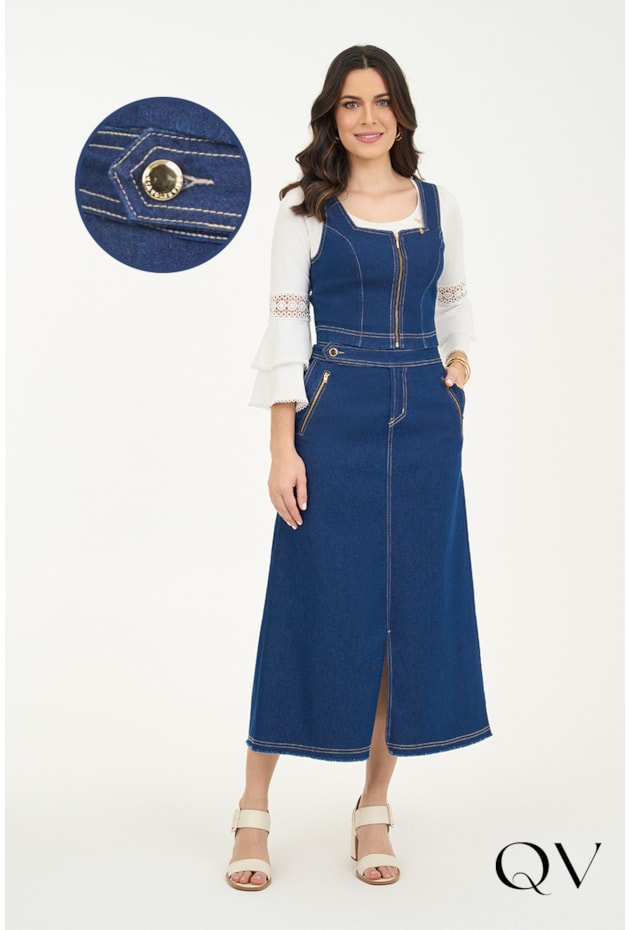 CONJUNTO JEANS MAXI MIDI COM ZÍPERES - VIA TOLENTINO CONJUNTO JEANS MAXI MIDI COM ZÍPERES - VIA TOLENTINO