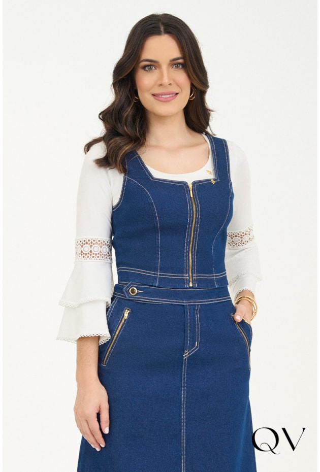 CONJUNTO JEANS MAXI MIDI COM ZÍPERES - VIA TOLENTINO CONJUNTO JEANS MAXI MIDI COM ZÍPERES - VIA TOLENTINO