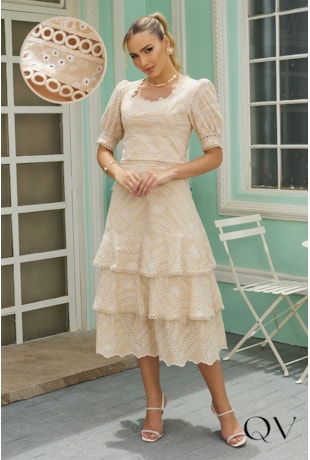CONJUNTO LAISE COM BABADOS CREME - DOCE MARIA
