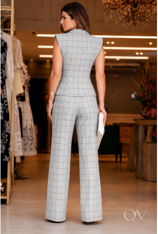 CONJUNTO LECLER EM ALFAIATARIA CINZA - LUZIA FAZZOLLI