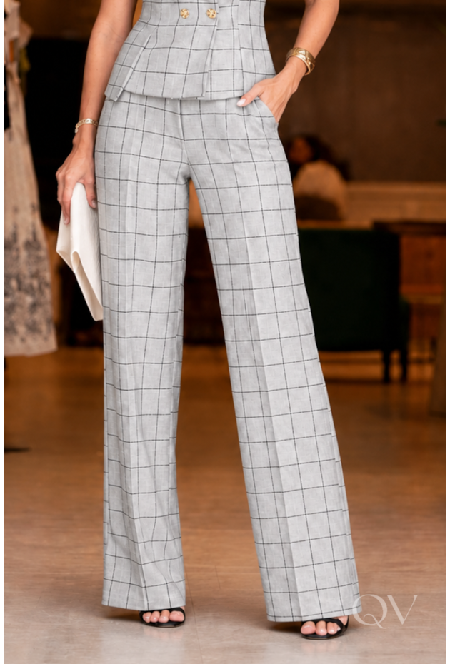 CONJUNTO LECLER EM ALFAIATARIA CINZA - LUZIA FAZZOLLI