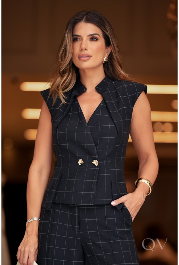 CONJUNTO LECLER EM ALFAIATARIA PRETO - LUZIA FAZZOLLI