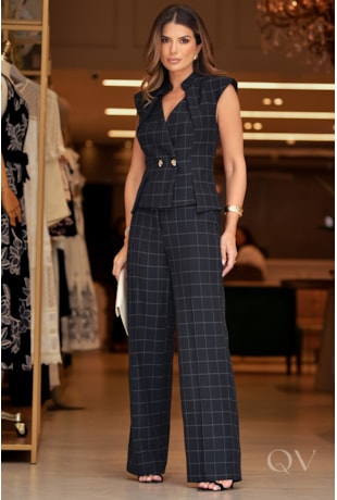 CONJUNTO LECLER EM ALFAIATARIA PRETO - LUZIA FAZZOLLI