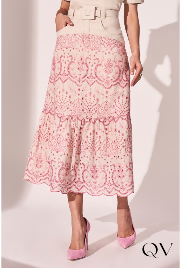 CONJUNTO LINHO BORDADO BEGE - FASCÍNIUS CONJUNTO LINHO BORDADO BEGE - FASCÍNIUS