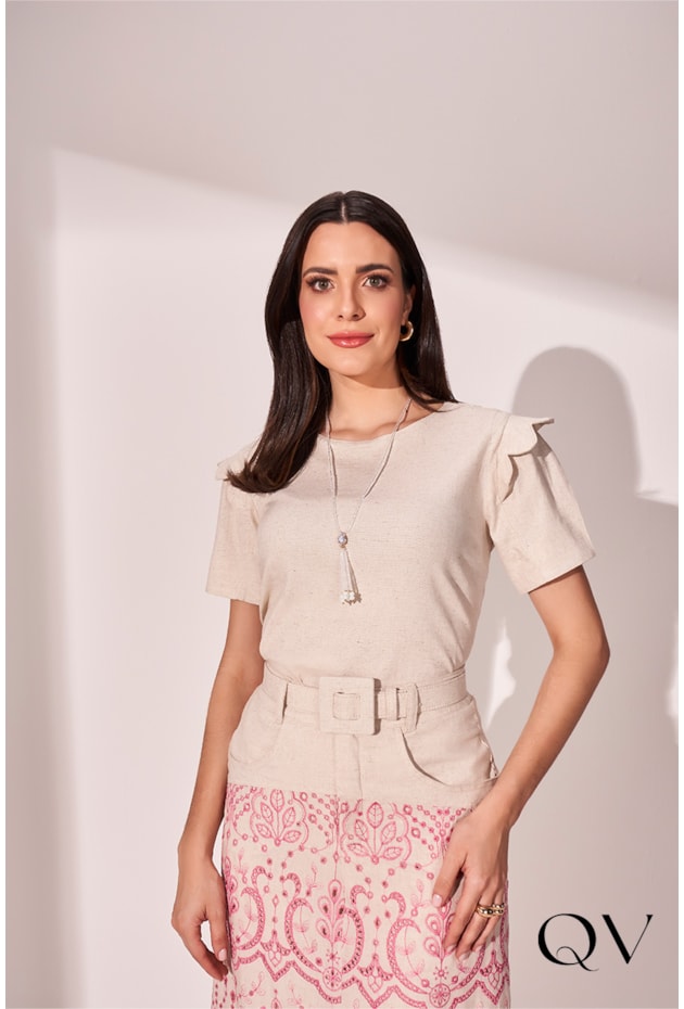 CONJUNTO LINHO BORDADO BEGE - FASCÍNIUS CONJUNTO LINHO BORDADO BEGE - FASCÍNIUS