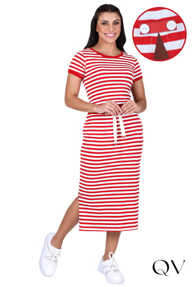 CONJUNTO LISTRADO COM AMARRAÇÃO VERMELHO - HAPUK