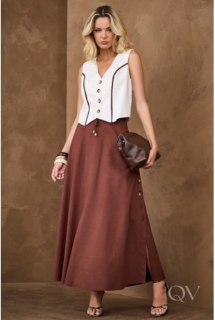 CONJUNTO LONGO EM LINHO MARROM - ARTSY