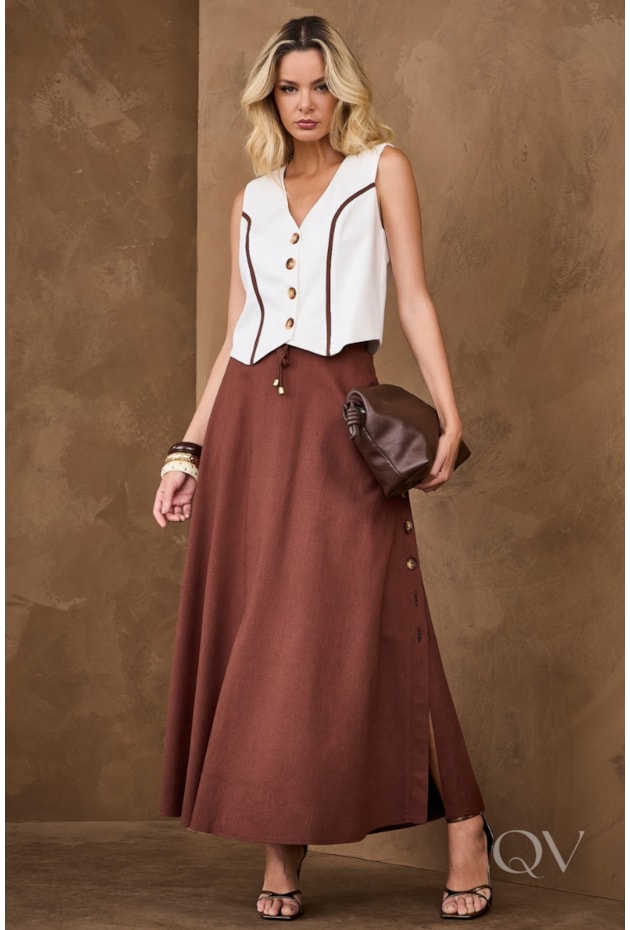 CONJUNTO LONGO EM LINHO MARROM - ARTSY