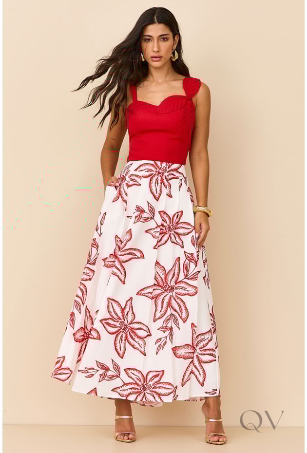 CONJUNTO LONGO EM LINHO VERMELHO ESTAMPADO - ARSTY