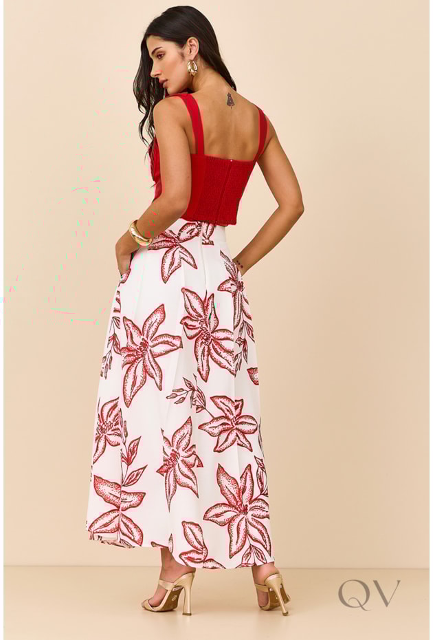 CONJUNTO LONGO EM LINHO VERMELHO ESTAMPADO - ARSTY